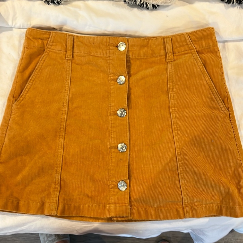 Yellow button down skirt